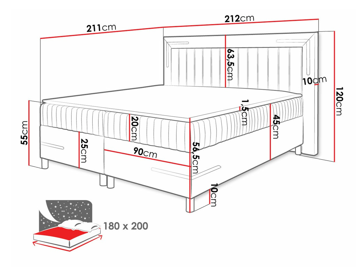 Boxspring Baltimore 188 (Fresh 4)