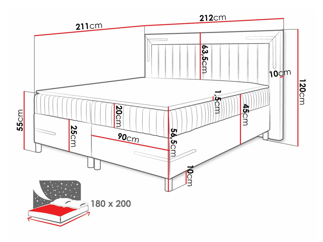 Boxspring Baltimore 188 (Velluto 14)