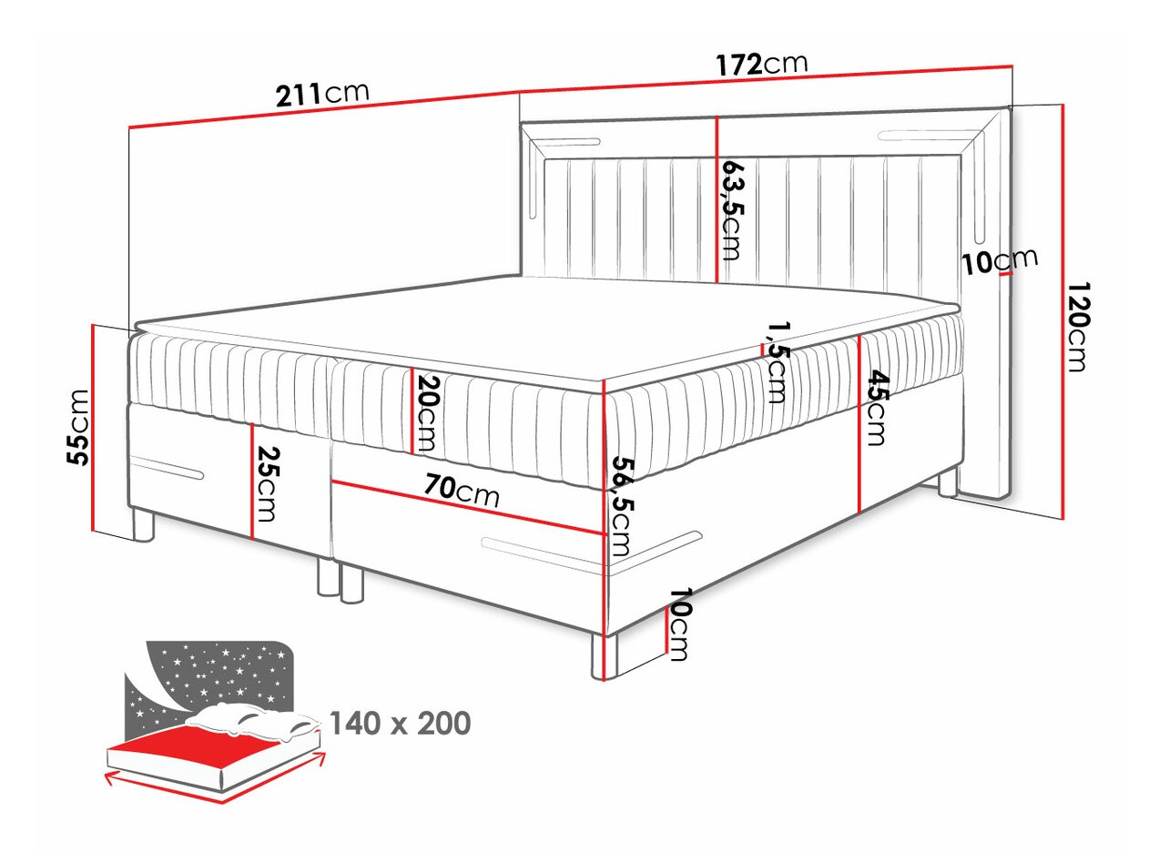 Boxspring Baltimore 188 (Velluto 15)