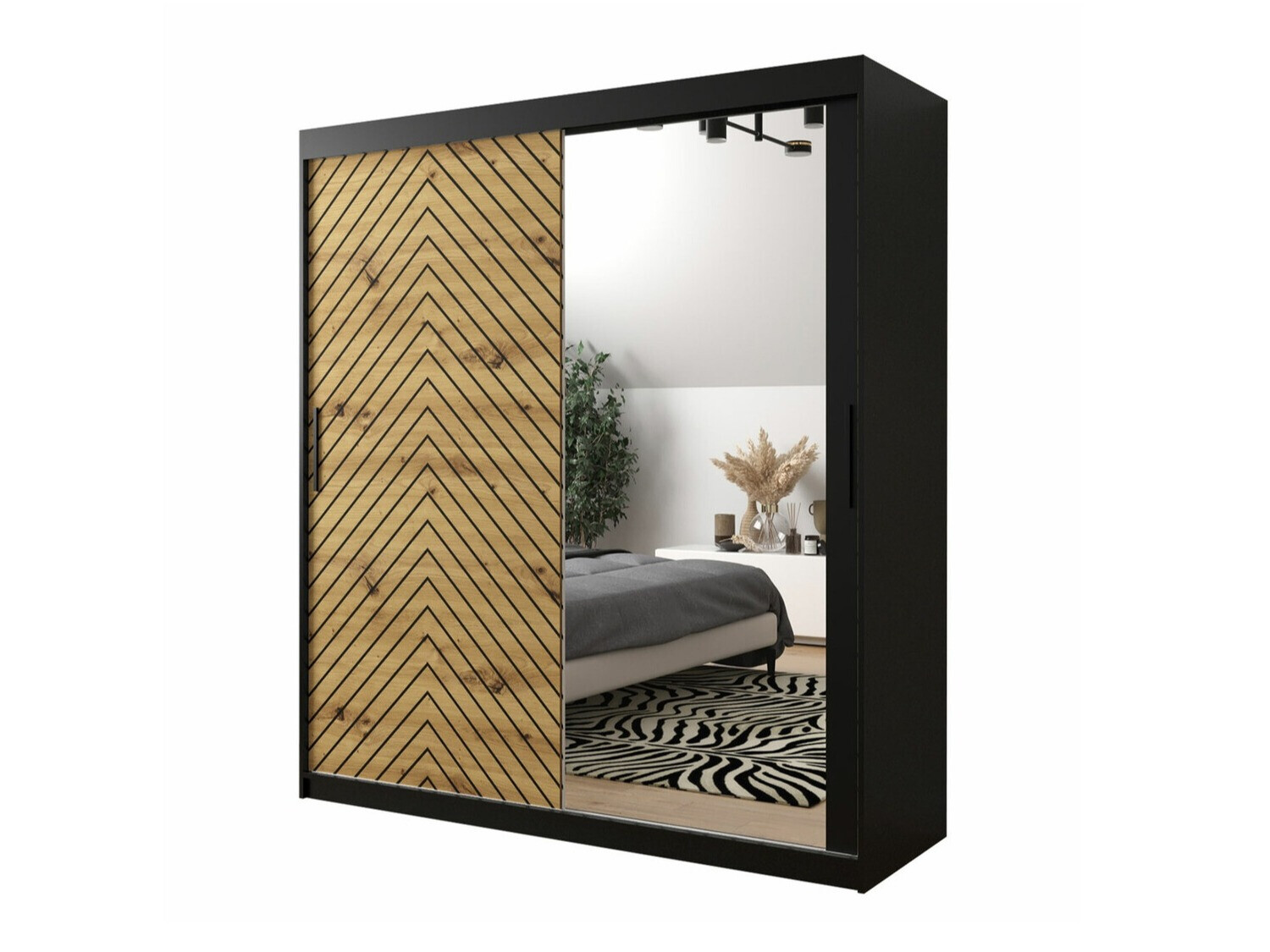 Kledingkast Hartford 313 (Zwart + Artisan eiken)