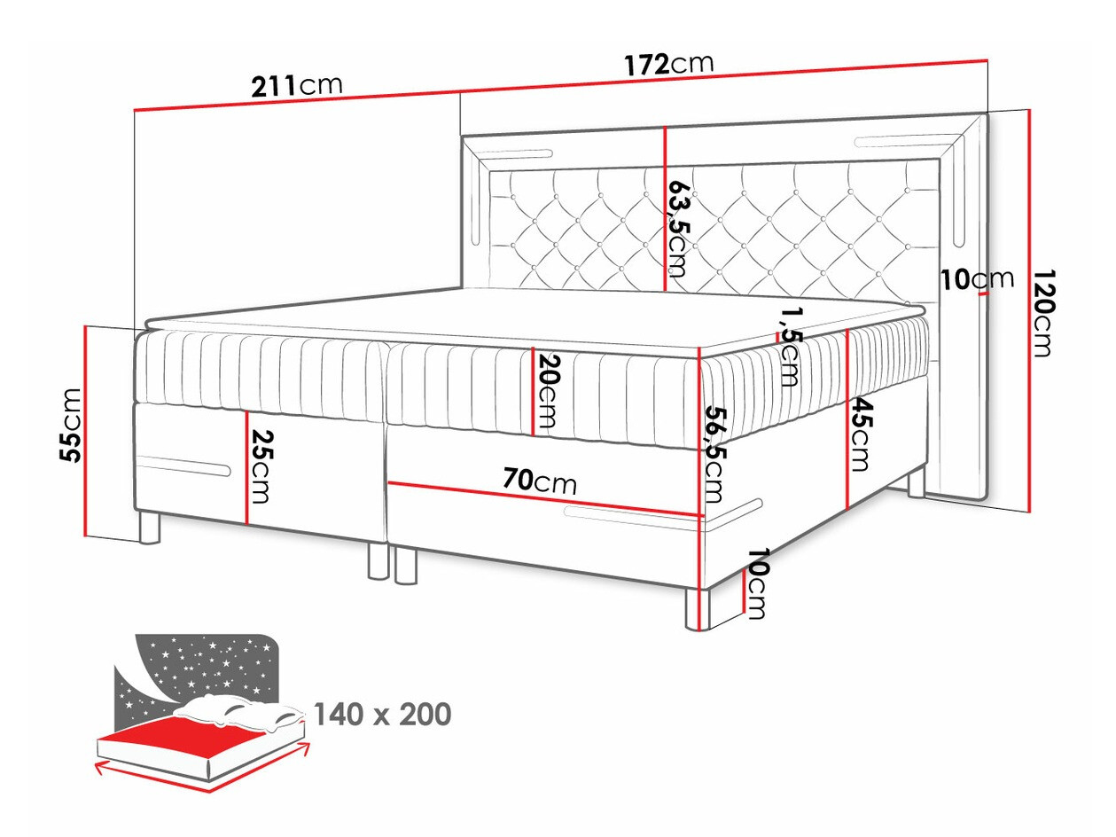 Boxspring Baltimore 189 (Fresh 37)