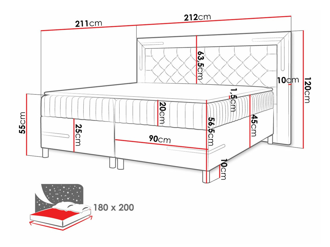 Boxspring Baltimore 189 (Fresh 4)
