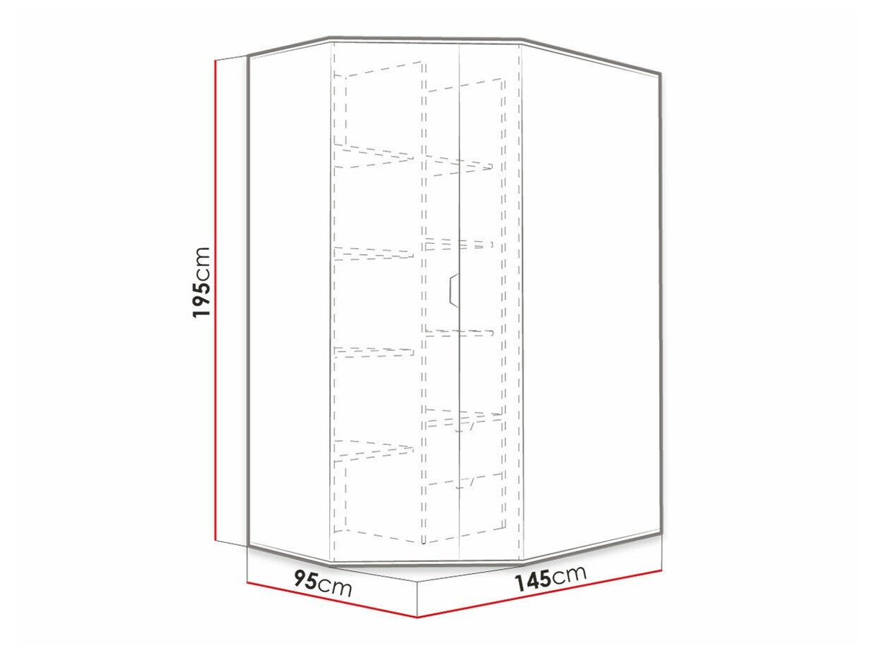 Hoekkledingkast Tenmele 100 (Grijs + Grafiet)