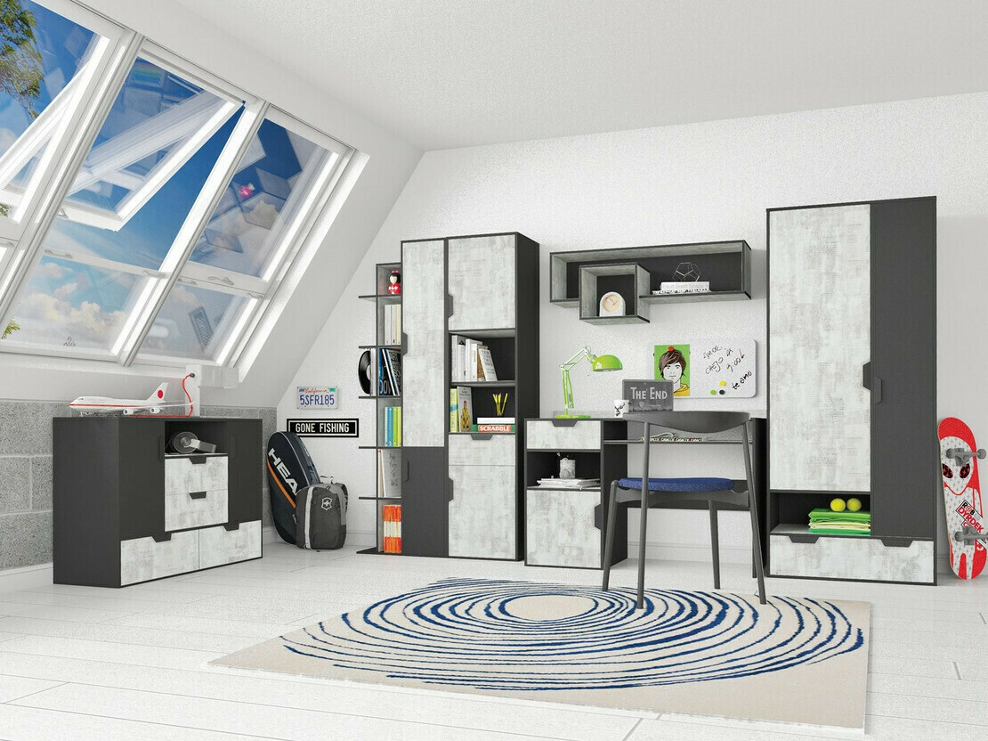 Boekenkast Tenmele 102 (Grijs + Grafiet)