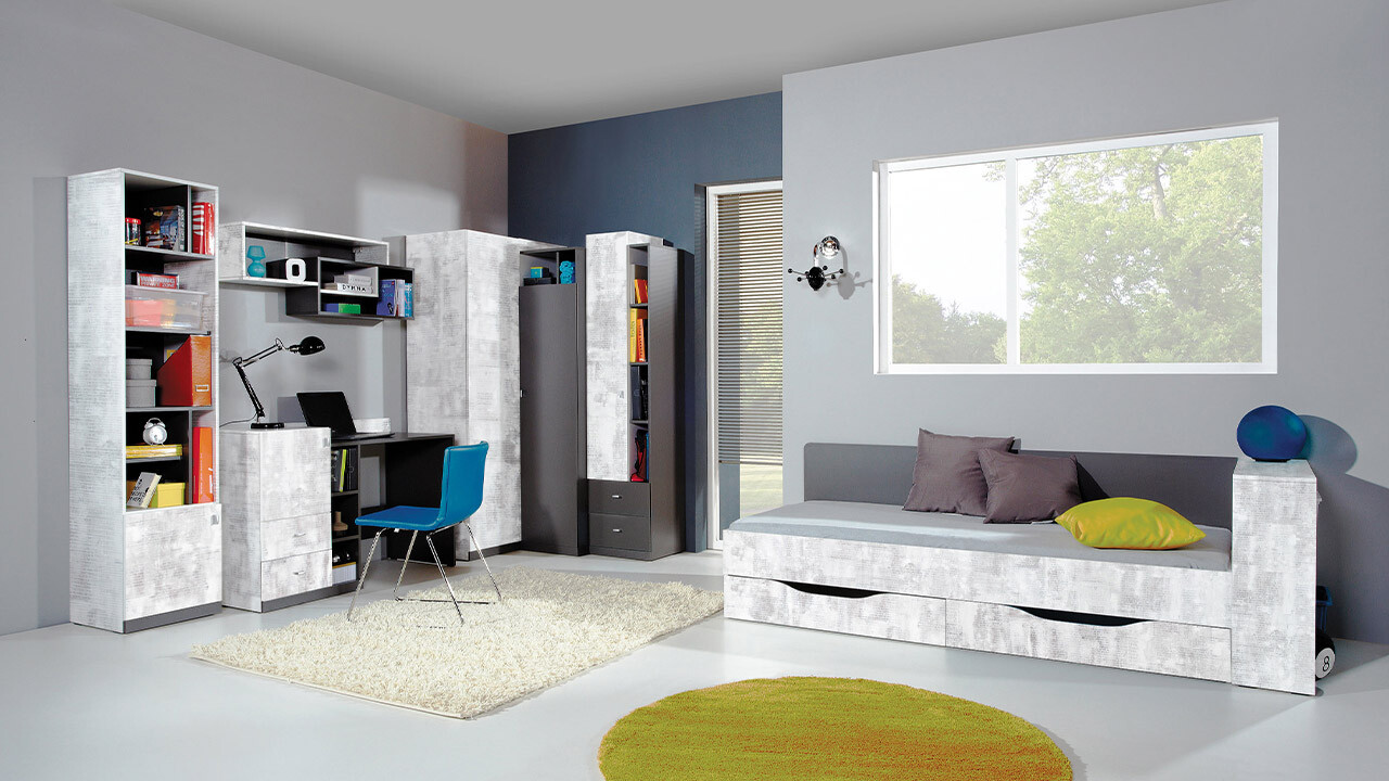 De reeks van de kinderkamer Omaha F127 (Grafiet + Grijs)