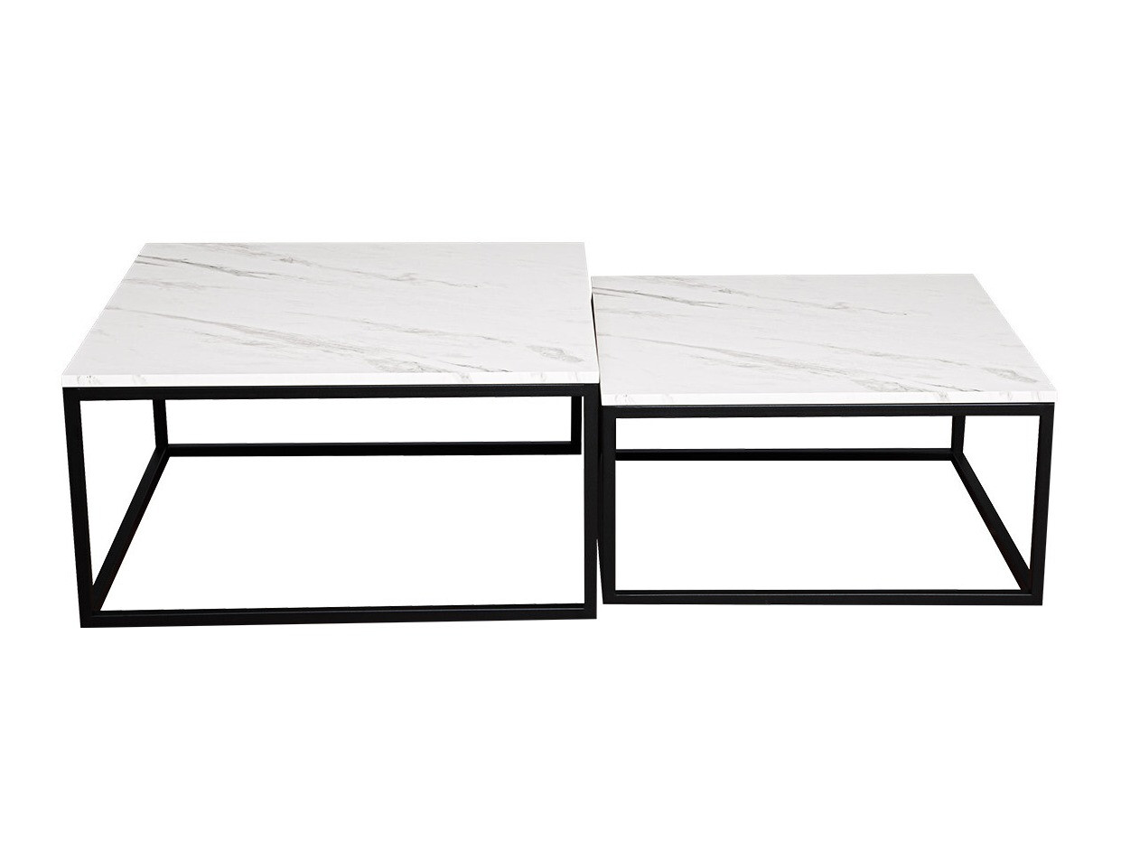Salontafel set Oswego 101 (Wit marmer + Zwart)