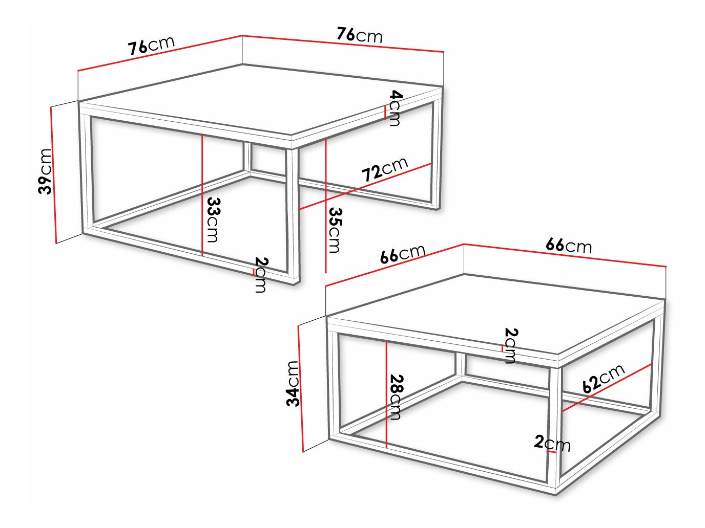 Salontafel set Oswego 101 (Wit marmer + Zwart)