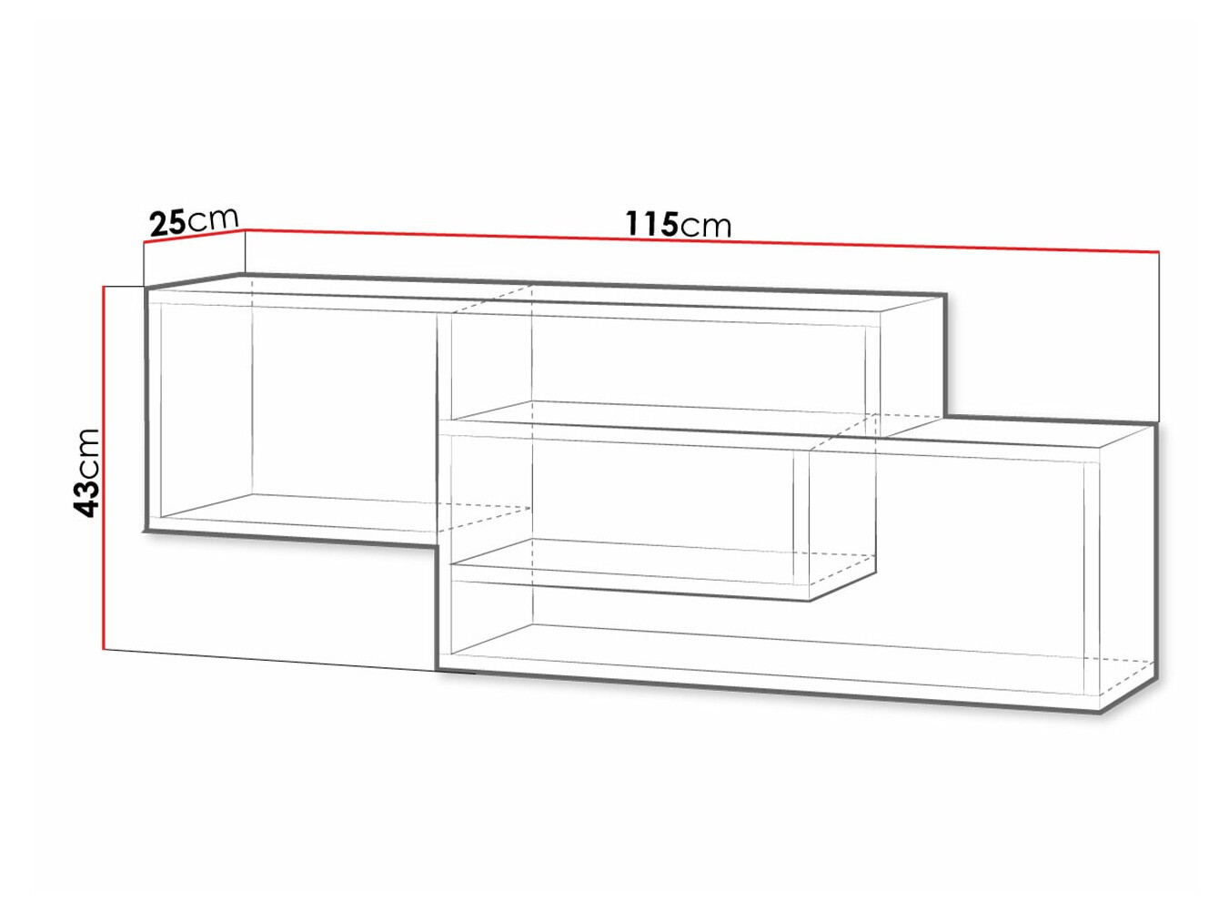 Wandplank Omaha F121 (Grafiet + Grijs)