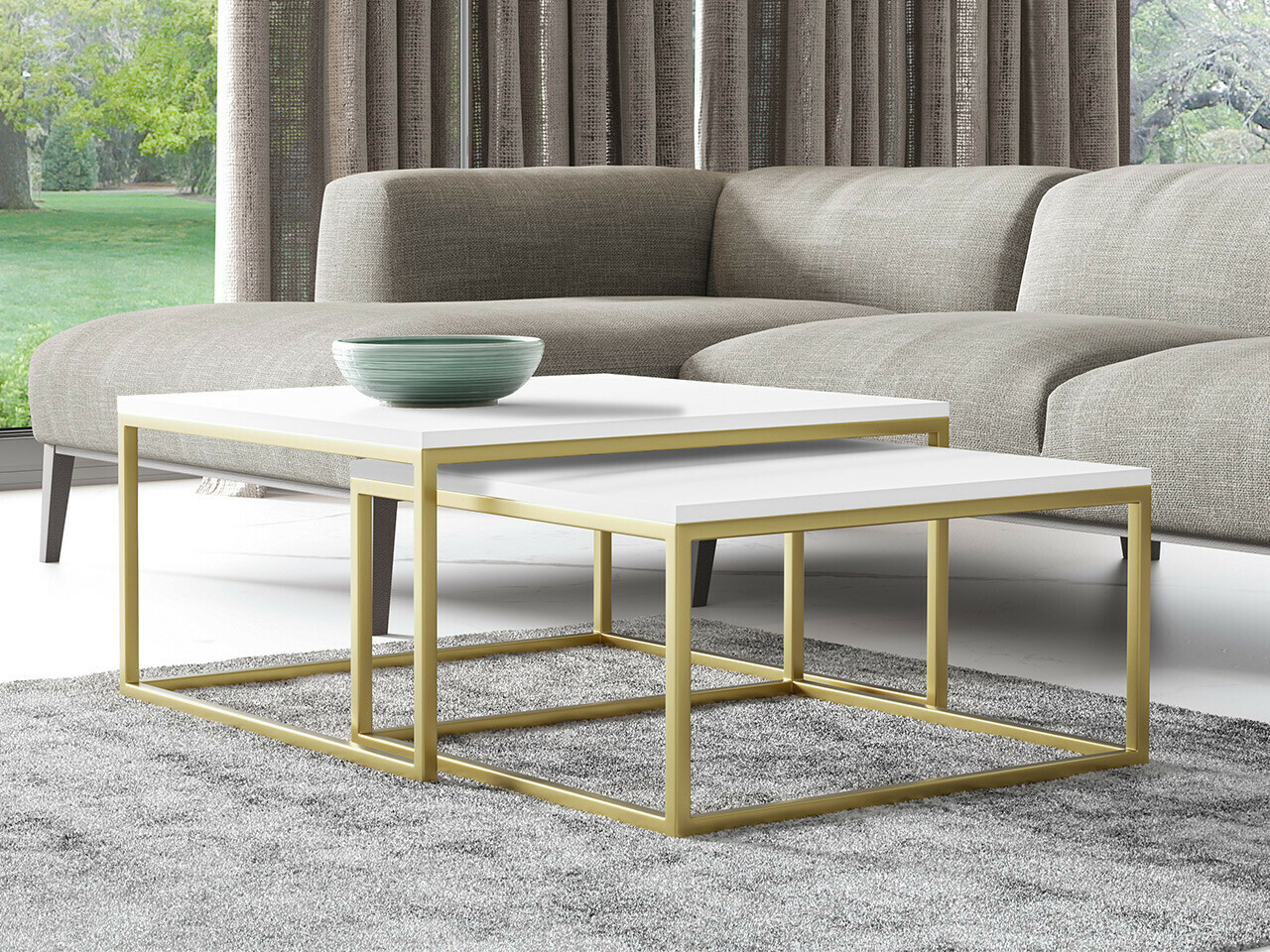 Salontafel set Oswego 102 (Wit + Gouden)