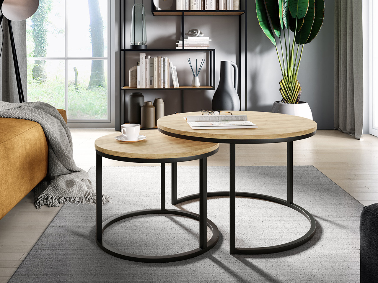 Salontafel set Oswego 103 (Craft eiken + Zwart)