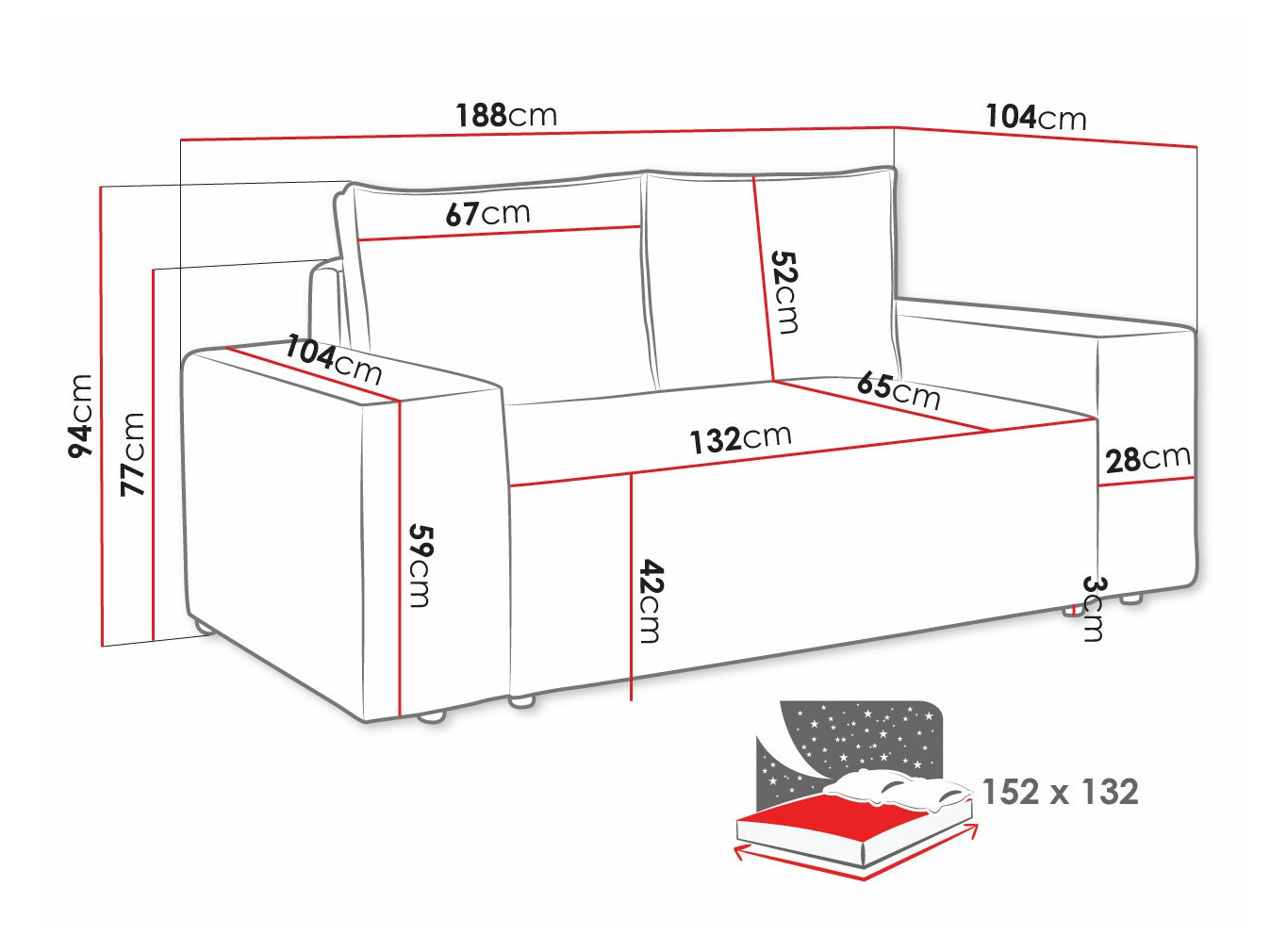 Slaapbank Clovis 107 (Poso 05)