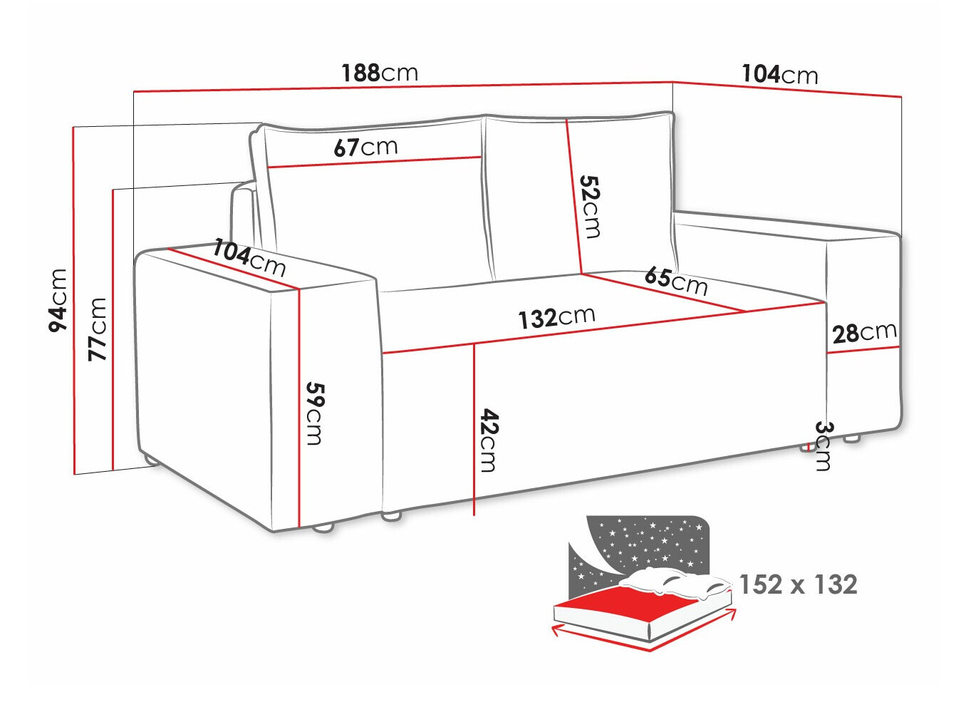 Slaapbank Clovis 107 (Poso 110)
