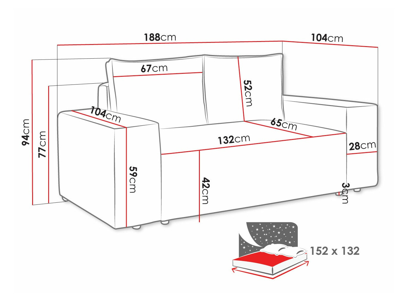 Slaapbank Clovis 107 (Poso 14)