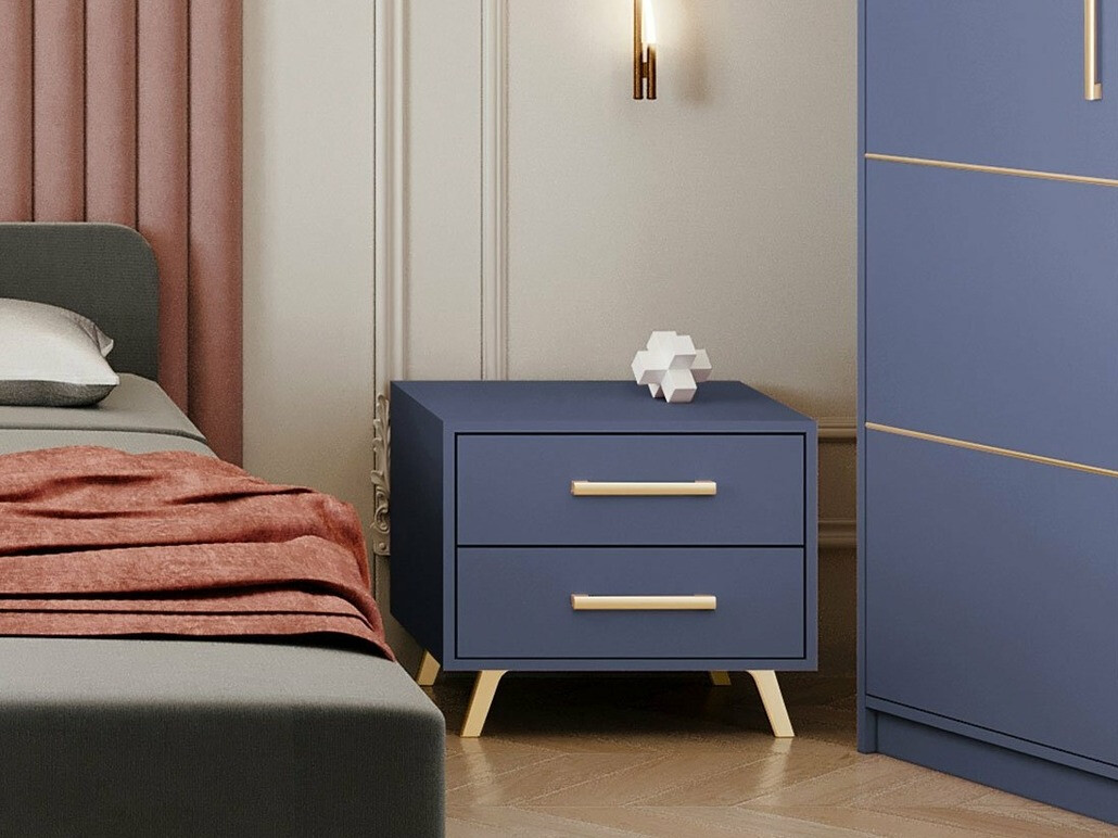 Nachtkastje Dortivu 119 (Blauw + Gouden)
