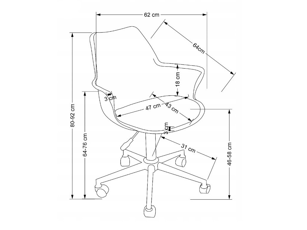 Bureaustoel Houston 1424 (Roze)