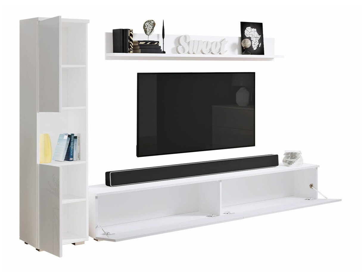 Woonkamerset Sarasota 130 (Donkergrijs + Glanzend wit)