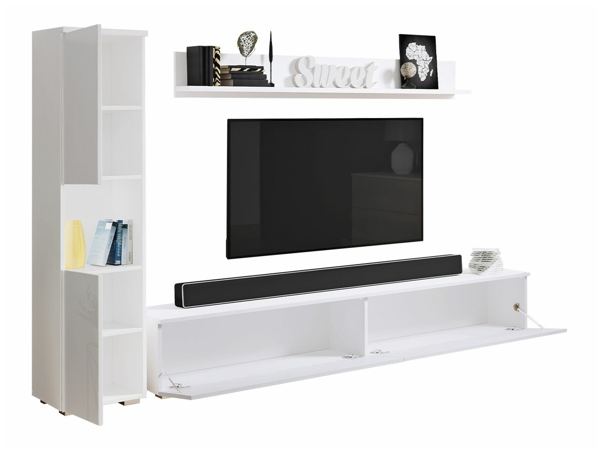 Woonkamerset Sarasota 130 (Donkergrijs + Glanzend wit)