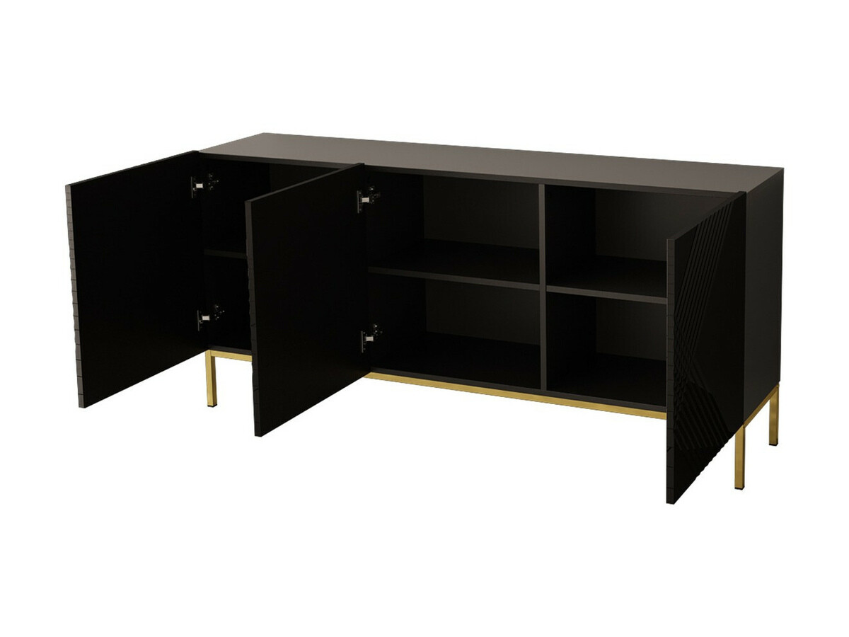 Dressoir Levelbu 101 (Zwart + Glanzend zwart)