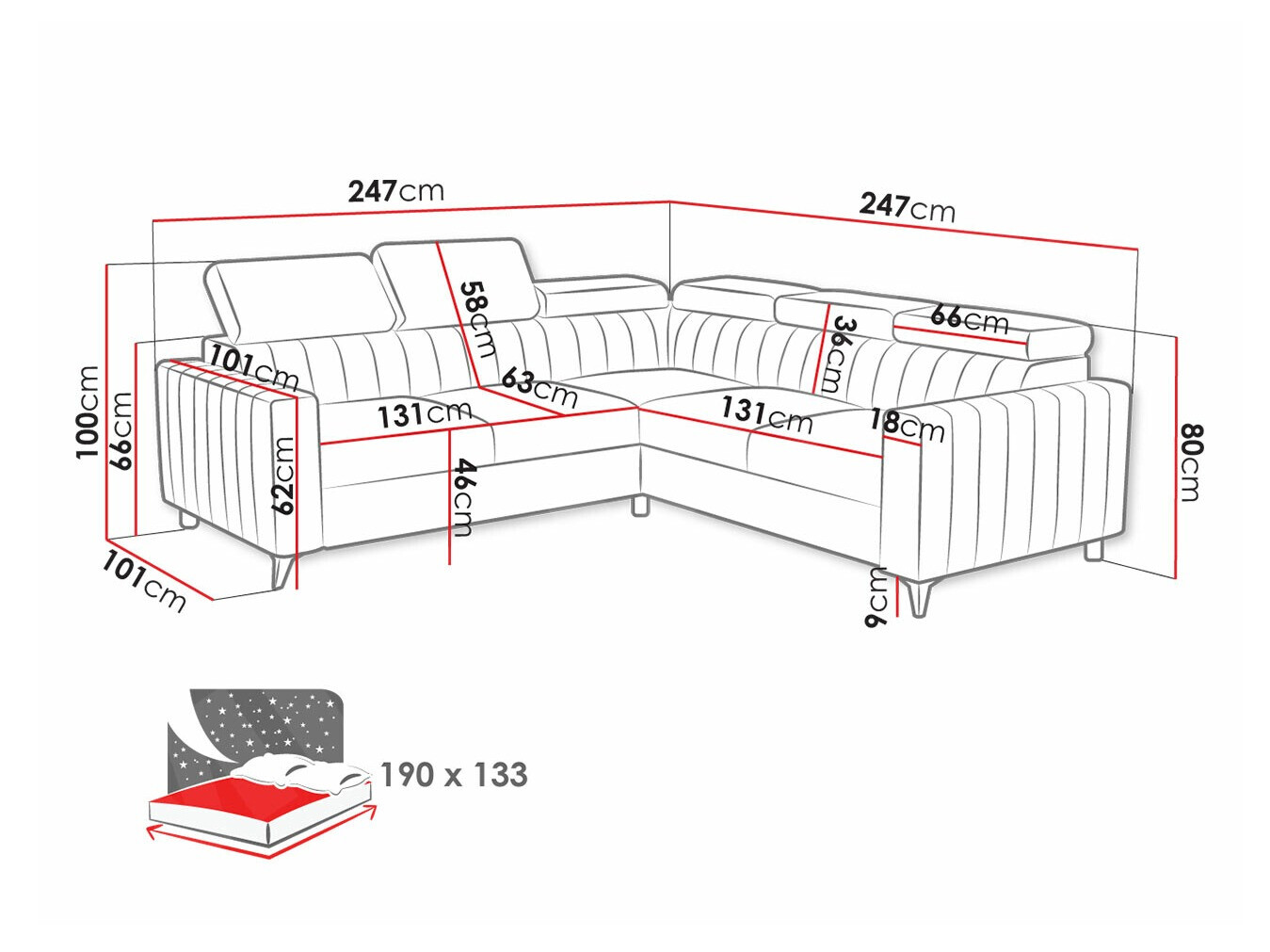 Hoekbank Columbus 201 (Velluto 10)