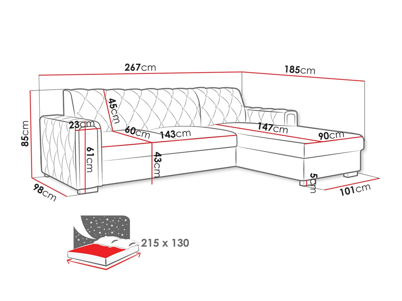Hoekbank Columbus 203 (Kronos 09)