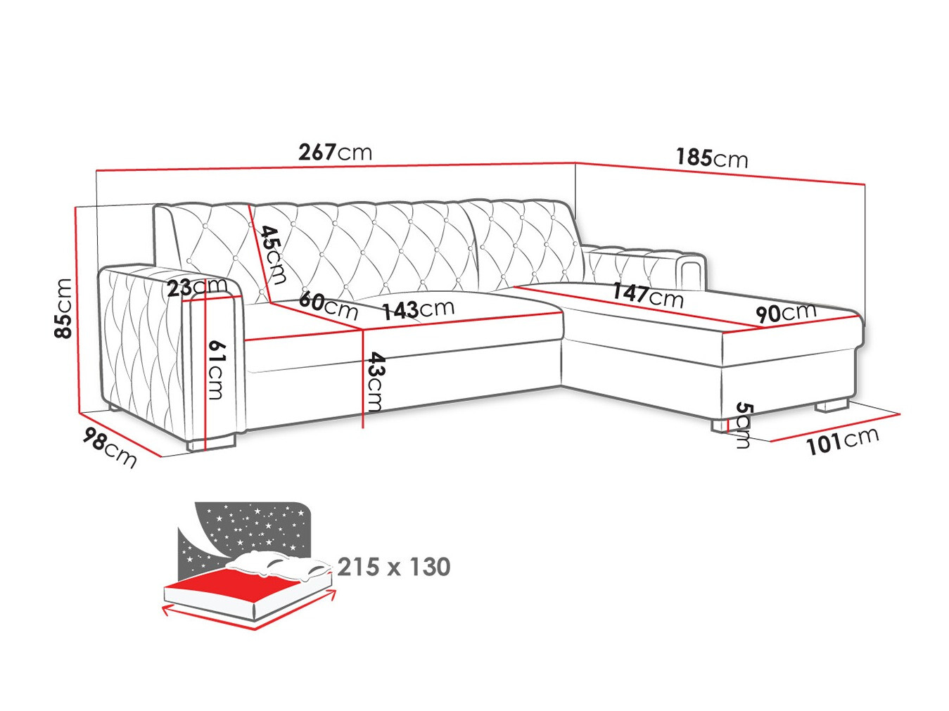 Hoekbank Columbus 203 (Kronos 19)