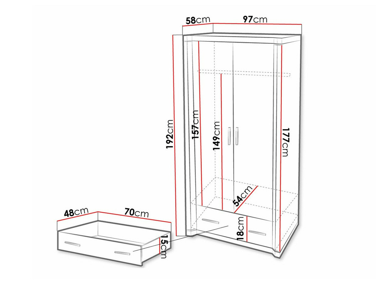 Kledingkast Lorelie 118 (Sonoma eik)