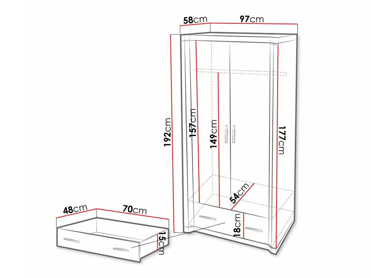 Kledingkast Lorelie 118 (Truffel eiken)