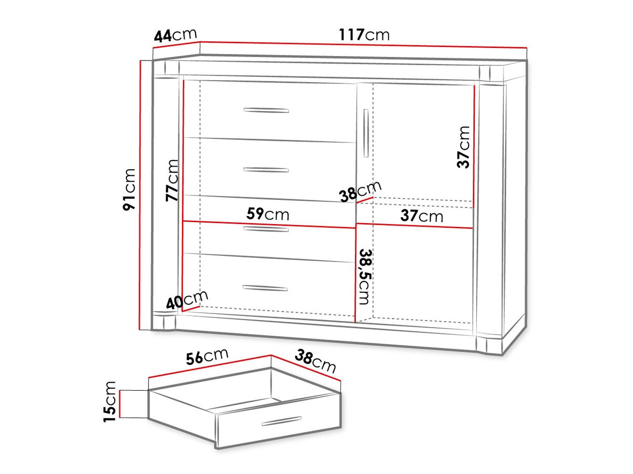Ladekast Lorelie 102 (Sonoma eik)