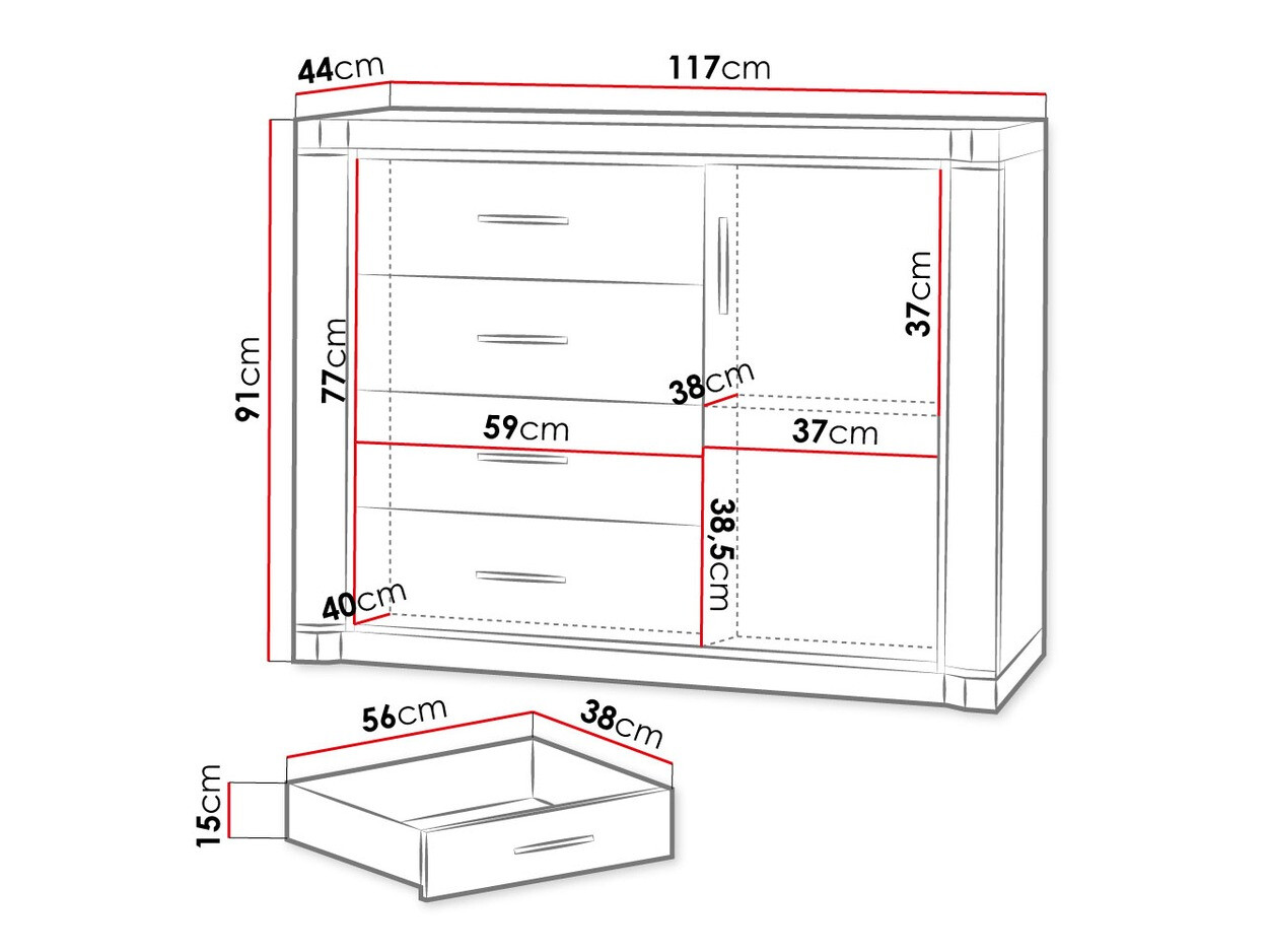 Ladekast Lorelie 102 (Truffel eiken)