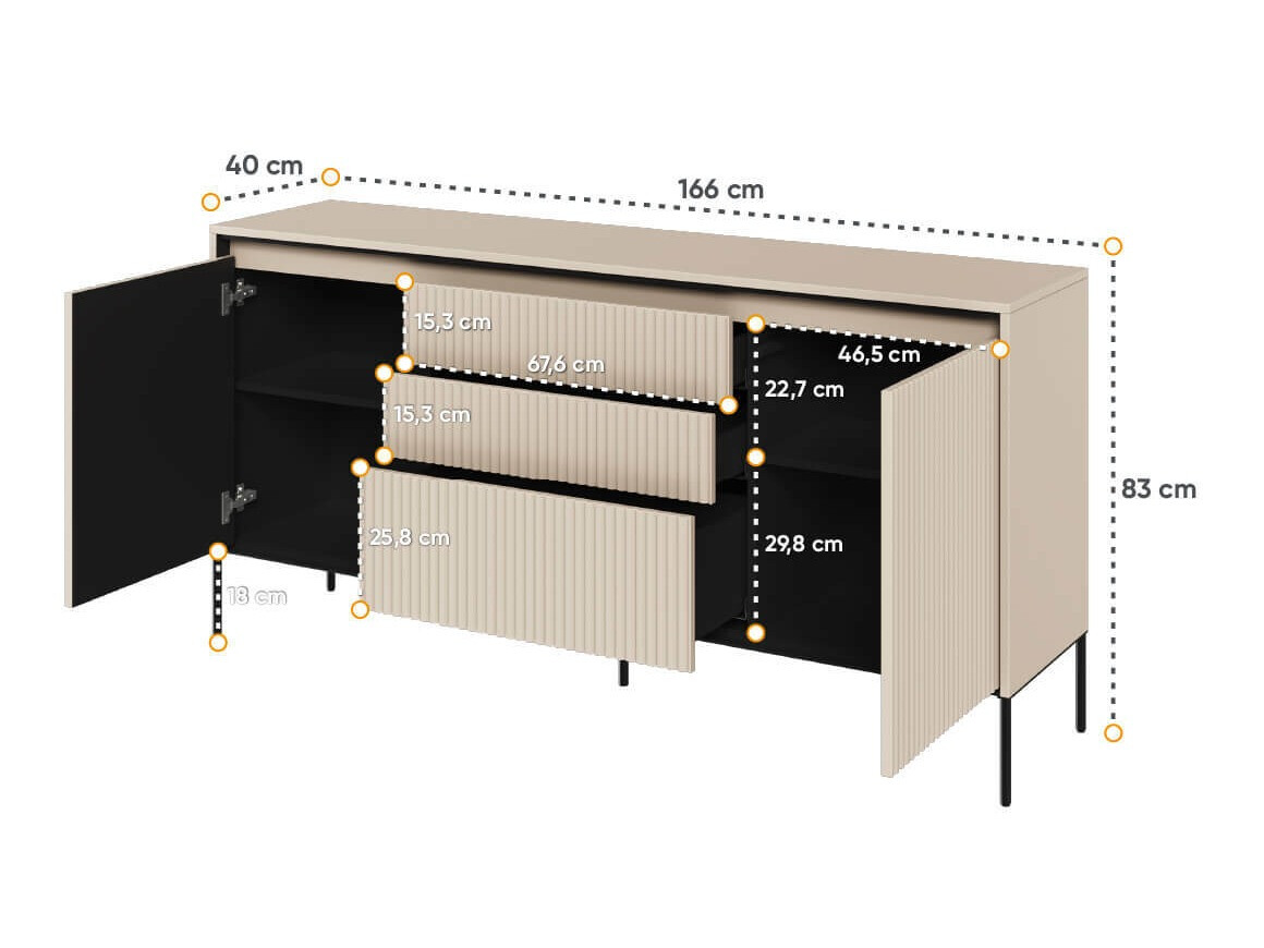 Ladekast Fernolu 100 (Beige + Zwart)
