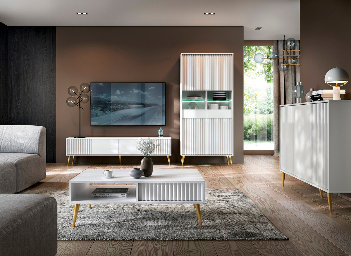 TV-meubel Cirferi 105 (Wit + Gouden)