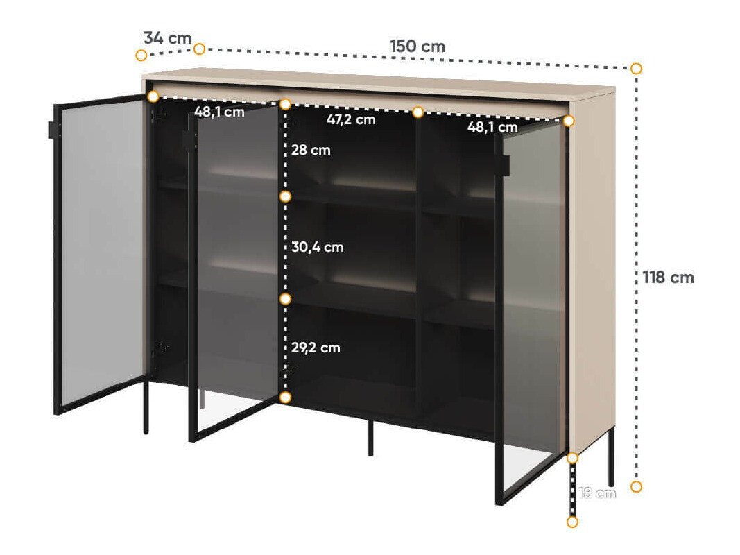 Dressoir Fernolu 108 (Beige + Zwart)