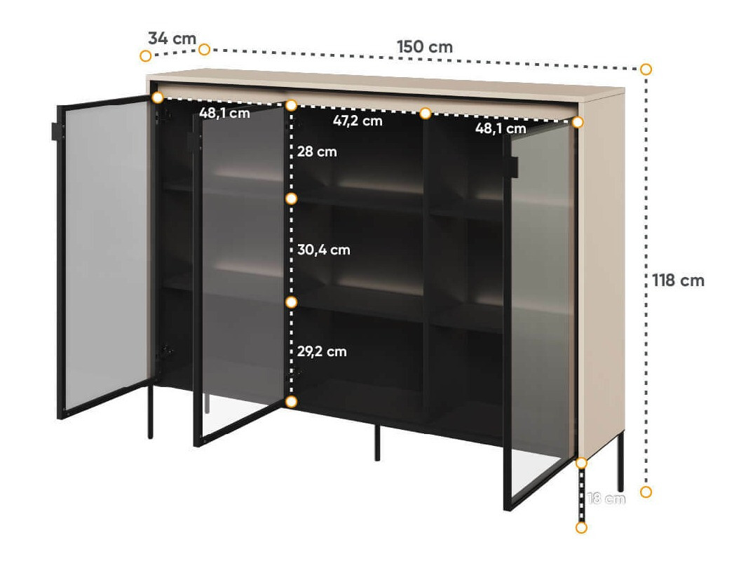 Dressoir Fernolu 108 (Beige + Zwart)