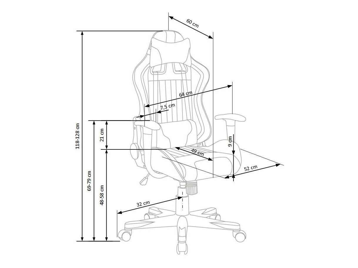 Gamestoel Houston 1489 (Lichtgrijs + Turquoise)