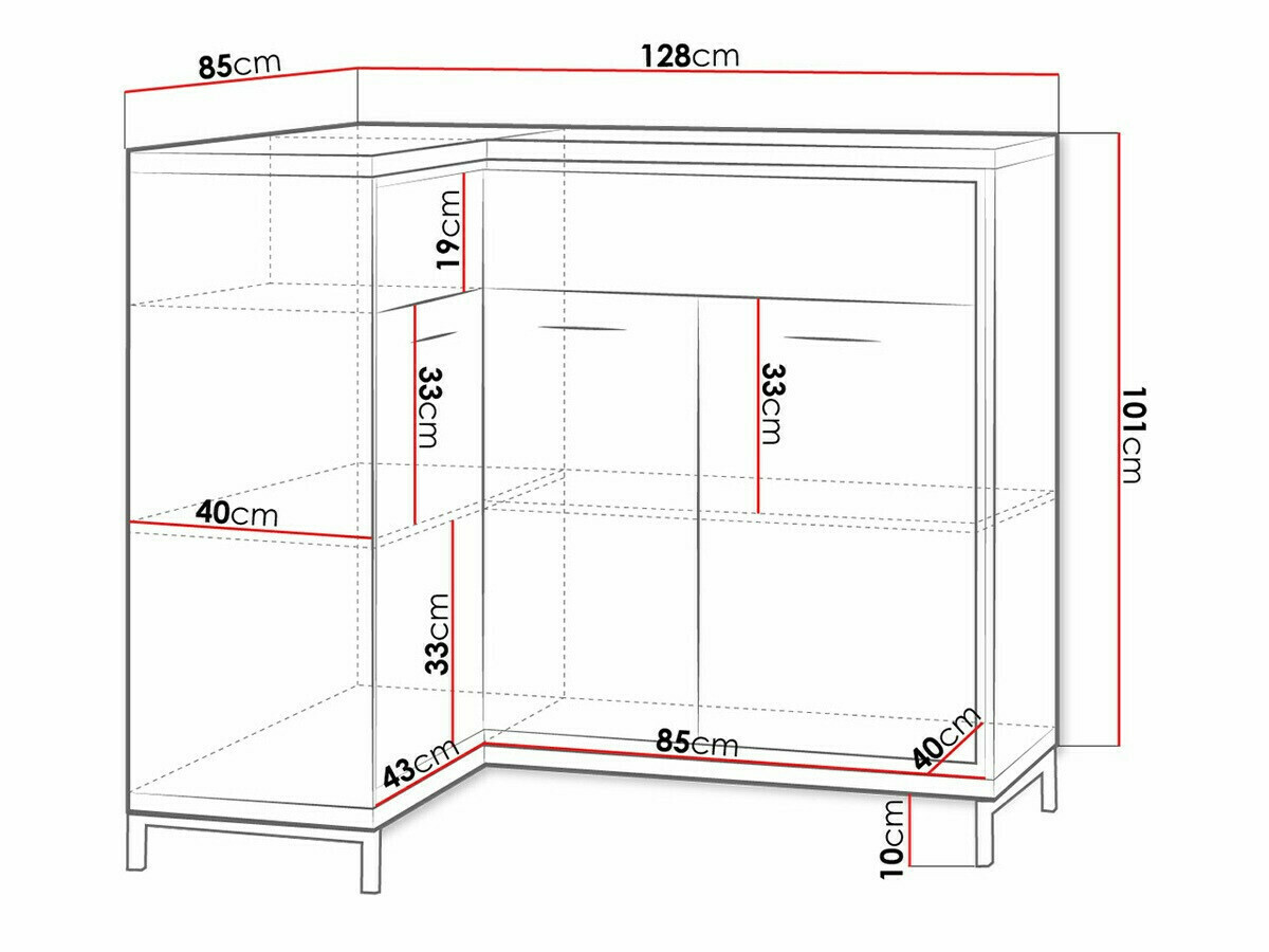 Hoekladekast Etrmoni 106 (Licht hout + Eiken)