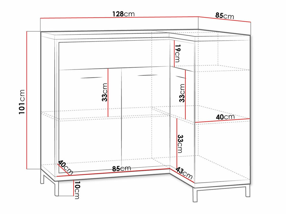 Hoekladekast Etrmoni 106 (Licht hout)