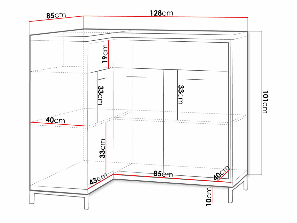 Hoekladekast Etrmoni 121 (Licht hout + Eiken)