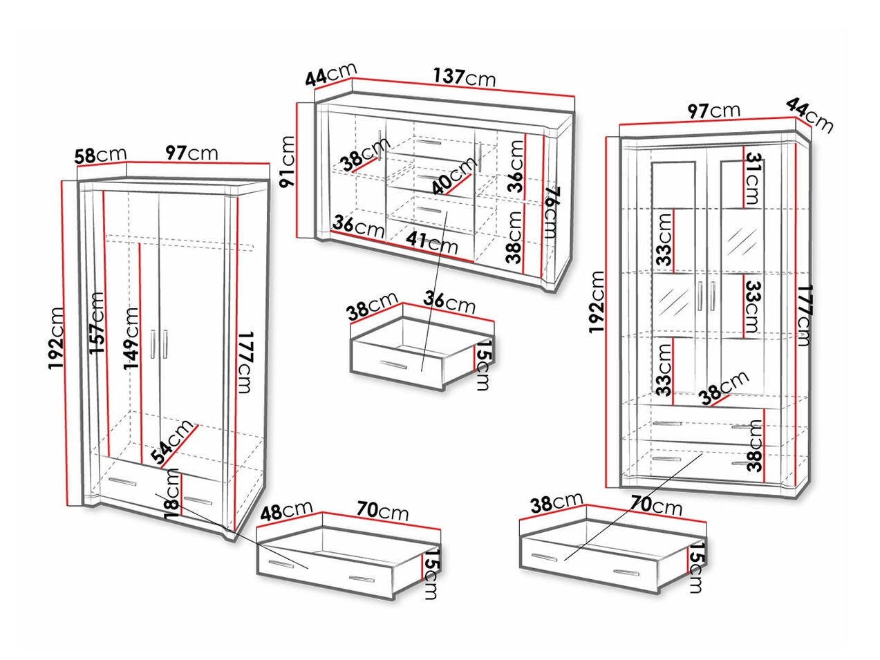Woonkamerset Lorelie 125 (Sonoma eik)
