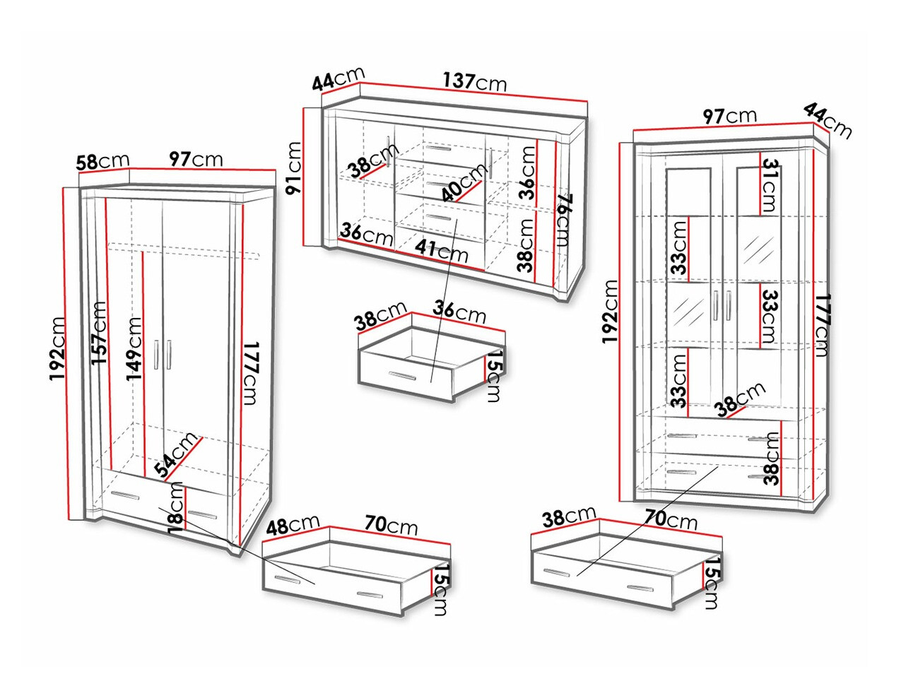 Woonkamerset Lorelie 125 (Sonoma eik)