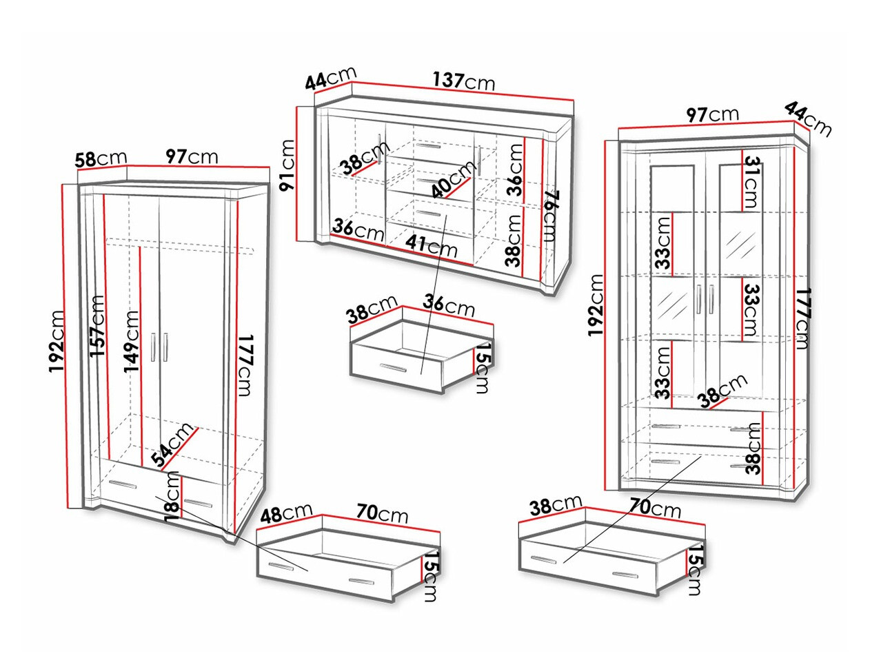 Woonkamerset Lorelie 125 (Sonoma eik)