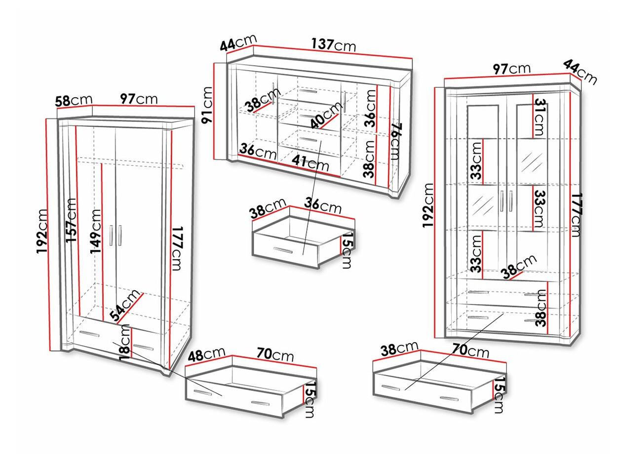Woonkamerset Lorelie 125 (Truffel eiken)