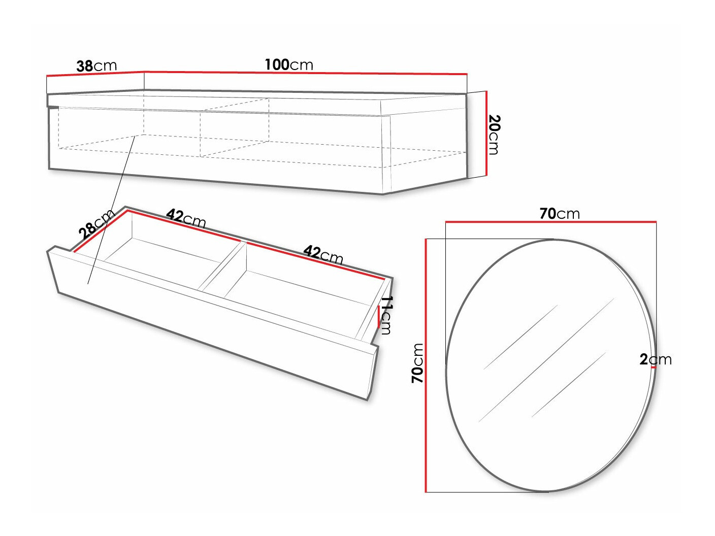 Kaptafel Providence 188 (Wit + Glanzend wit)