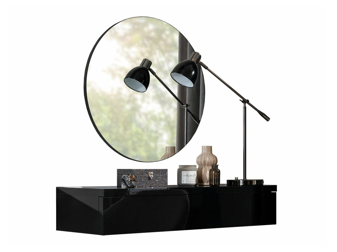 Kaptafel Providence 188 (Zwart + Glanzend zwart)