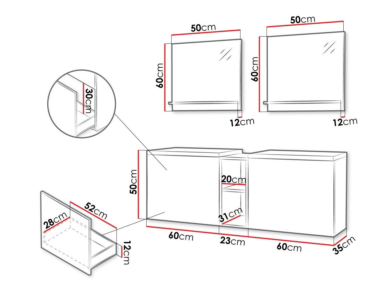 Badkamerset Comfivo Livciro 105 (Wit)