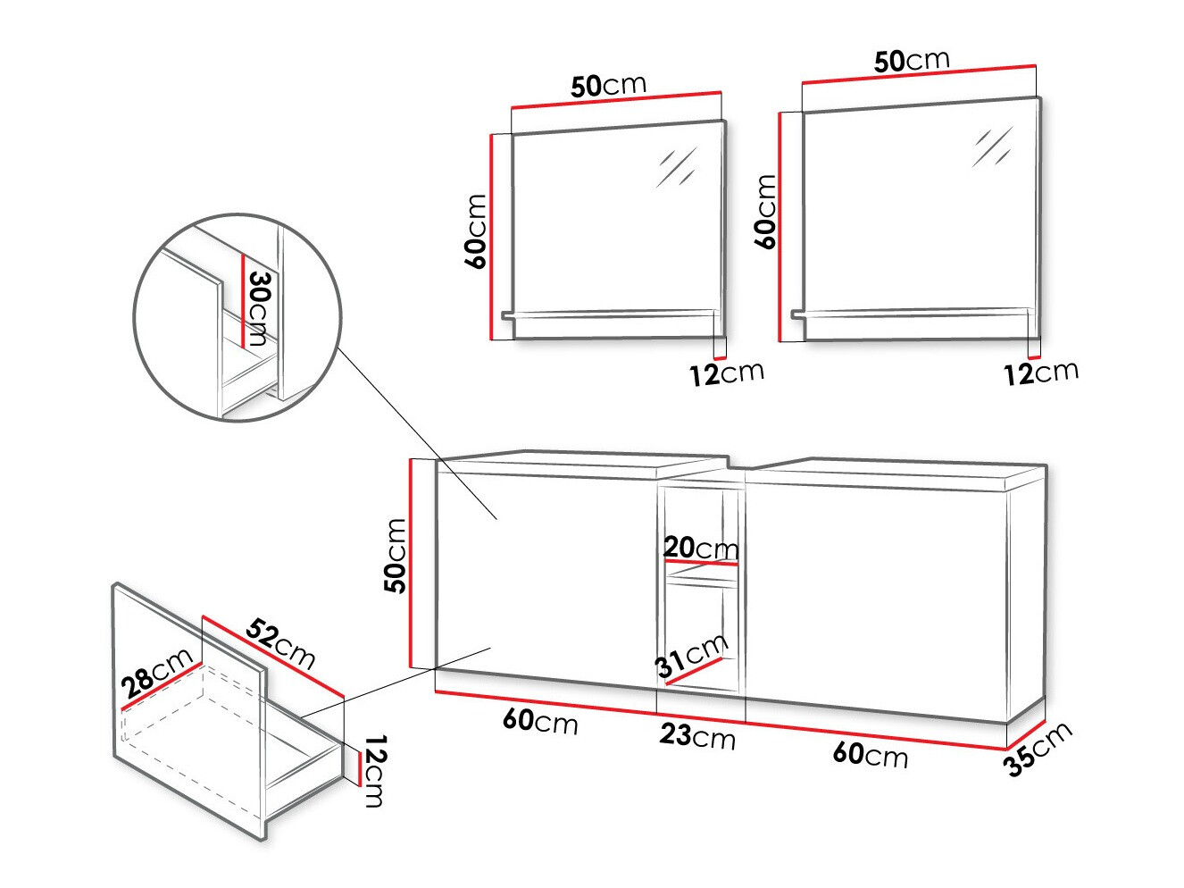 Badkamerset Comfivo Livciro 105 (Zwart + Grafiet)