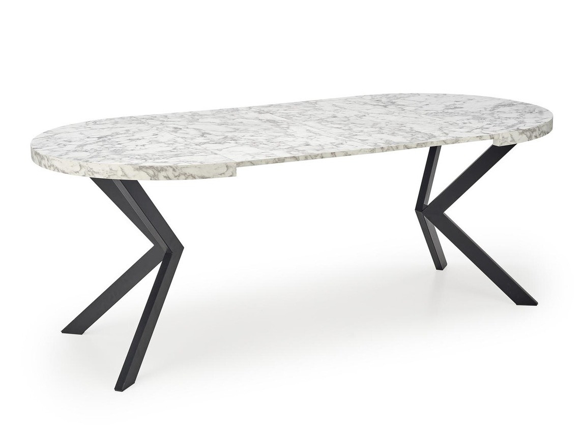 Tafel Houston 1495 (Wit marmer + Zwart)