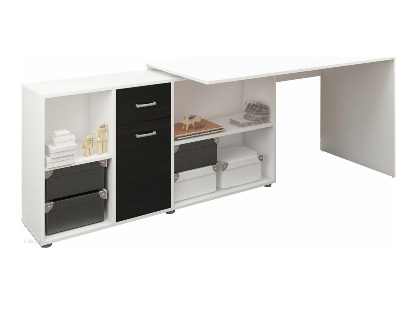 Hoekbureau Gilroy 113 (Wit + Glanzend zwart)