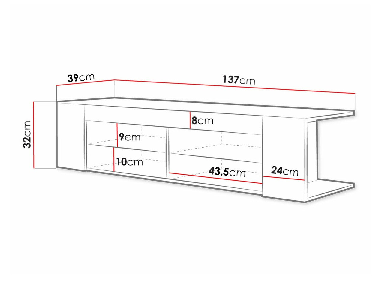TV-meubel Nashville 113 (Zwart + Glanzend zwart)