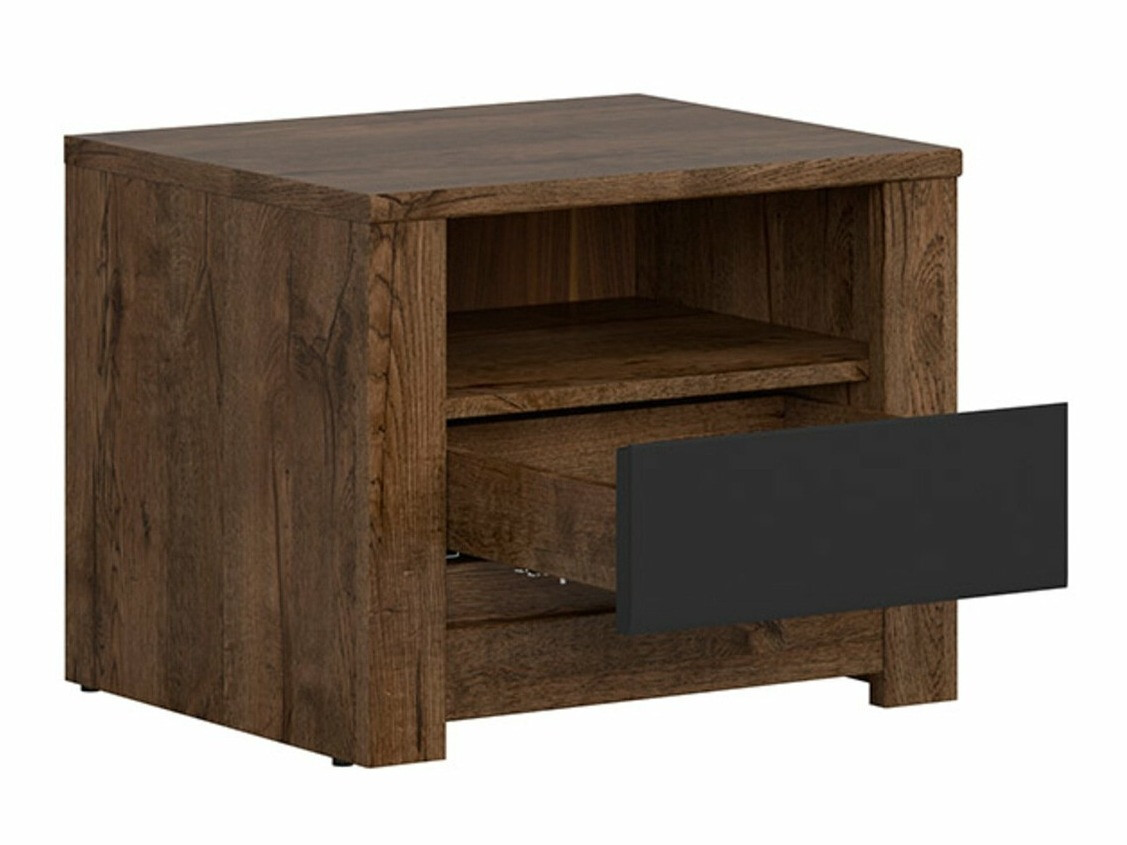 Nachtkastje Ophevaru 115 (Matzwart + April eiken)