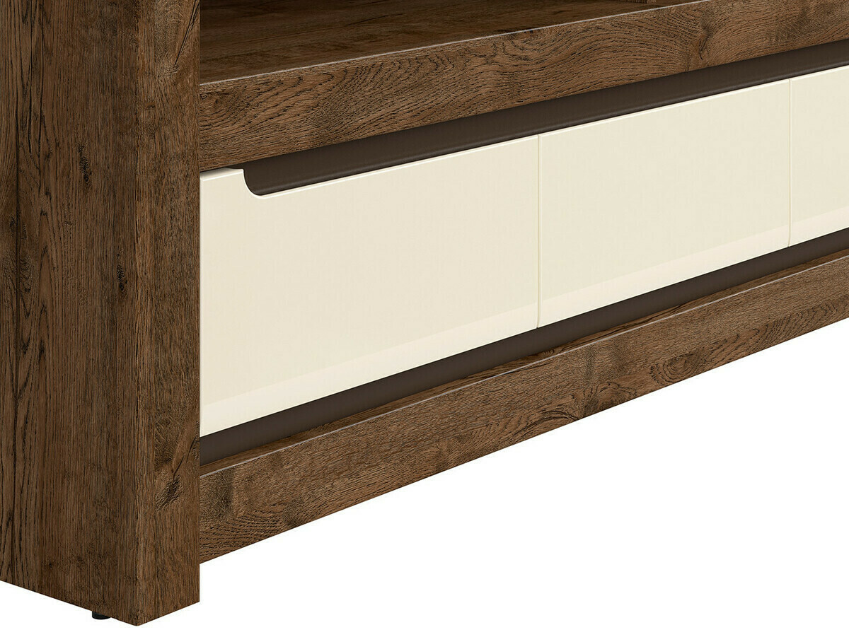 TV-meubel Ophevaru 108 (Glanzend crème + April eiken)